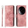 For Xiaomi 14 Ultra Skin-feel Flowers Embossed Wallet Leather Phone Case(Pink)