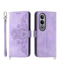 For OnePlus Ace 3V Skin-feel Flowers Embossed Wallet Leather Phone Case(Purple)