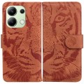 For Xiaomi Redmi Note 13 4G Global Tiger Embossing Pattern Leather Phone Case(Brown)