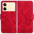 For Xiaomi Redmi Note 13R Pro Tiger Embossing Pattern Leather Phone Case(Red)