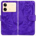 For Xiaomi Redmi Note 13R Pro Tiger Embossing Pattern Leather Phone Case(Purple)