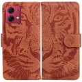 For Motorola Moto G84 Tiger Embossing Pattern Leather Phone Case(Brown)