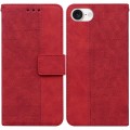 For iPhone SE 2024 Geometric Embossed Leather Phone Case(Red)