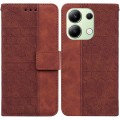 For Xiaomi Redmi Note 13 4G Global Geometric Embossed Leather Phone Case(Brown)