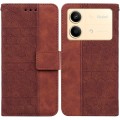 For Xiaomi Redmi Note 13R Pro Geometric Embossed Leather Phone Case(Brown)