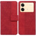 For Xiaomi Redmi Note 13R Pro Geometric Embossed Leather Phone Case(Red)