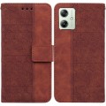 For Motorola Moto G54 Geometric Embossed Leather Phone Case(Brown)
