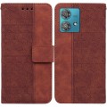 For Motorola Edge 40 Neo Geometric Embossed Leather Phone Case(Brown)