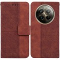 For Realme 12 Pro+ Global Geometric Embossed Leather Phone Case(Brown)