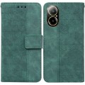 For Realme C67 4G Global Geometric Embossed Leather Phone Case(Green)