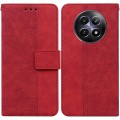 For Realme 12 5G Geometric Embossed Leather Phone Case(Red)