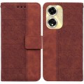 For OPPO A59 5G / A2M Geometric Embossed Leather Phone Case(Brown)