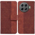 For Tecno Spark 20 Pro+ 4G Geometric Embossed Leather Phone Case(Brown)