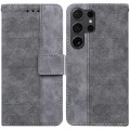 For Samsung Galaxy S24 Ultra 5G Geometric Embossed Leather Phone Case(Grey)