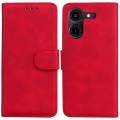 For Tecno Pova 5 Pro Skin Feel Pure Color Flip Leather Phone Case(Red)