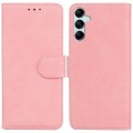 For Samsung Galaxy A15 Skin Feel Pure Color Flip Leather Phone Case(Pink)
