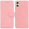 For Samsung Galaxy A05 Skin Feel Pure Color Flip Leather Phone Case(Pink)