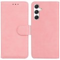 For Samsung Galaxy S24+ 5G Skin Feel Pure Color Flip Leather Phone Case(Pink)