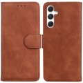 For Samsung Galaxy S24+ 5G Skin Feel Pure Color Flip Leather Phone Case(Brown)