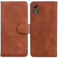 For Samsung Galaxy Xcover7 Skin Feel Pure Color Flip Leather Phone Case(Brown)