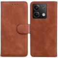 For Xiaomi Redmi Note 13 5G Skin Feel Pure Color Flip Leather Phone Case(Brown)