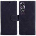 For OPPO A60 4G Skin Feel Pure Color Flip Leather Phone Case(Black)