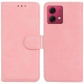 For Motorola Moto G84 Skin Feel Pure Color Flip Leather Phone Case(Pink)