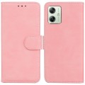 For Motorola Moto G54 Skin Feel Pure Color Flip Leather Phone Case(Pink)