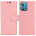 For Motorola Edge 40 Neo Skin Feel Pure Color Flip Leather Phone Case(Pink)