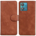 For Motorola Edge 40 Neo Skin Feel Pure Color Flip Leather Phone Case(Brown)
