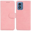 For Motorola Moto G Play 4G 2024 Skin Feel Pure Color Flip Leather Phone Case(Pink)
