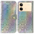 For Xiaomi Redmi Note 13R Pro Colorful Magnetic Buckle Leather Phone Case(Silver)