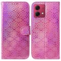 For Motorola Moto G84 Colorful Magnetic Buckle Leather Phone Case(Pink)