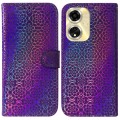 For OPPO A59 5G / A2M Colorful Magnetic Buckle Leather Phone Case(Purple)