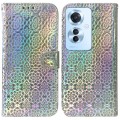 For OPPO Reno11 F Global Colorful Magnetic Buckle Leather Phone Case(Silver)