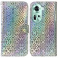 For OPPO Reno11 Global Colorful Magnetic Buckle Leather Phone Case(Silver)
