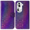 For OPPO Reno11 Pro 5G Global Colorful Magnetic Buckle Leather Phone Case(Purple)