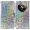 For Realme 12 Pro+ Global Colorful Magnetic Buckle Leather Phone Case(Silver)