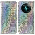 For Realme 12+ Colorful Magnetic Buckle Leather Phone Case(Silver)