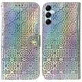 For Samsung Galaxy A15 Colorful Magnetic Buckle Leather Phone Case(Silver)