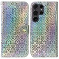 For Samsung Galaxy S24 Ultra 5G Colorful Magnetic Buckle Leather Phone Case(Silver)