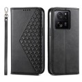 For Xiaomi 13T Cubic Grid Calf Texture Magnetic Leather Phone Case(Black)