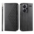 For Xiaomi Redmi Note 13 Pro+ Cubic Grid Calf Texture Magnetic Leather Phone Case(Black)
