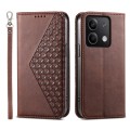 For Xiaomi Redmi Note 13 5G Cubic Grid Calf Texture Magnetic Leather Phone Case(Brown)