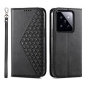 For Xiaomi 14 Pro Cubic Grid Calf Texture Magnetic Leather Phone Case(Black)