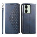 For Xiaomi Redmi 13C Cubic Grid Calf Texture Magnetic Leather Phone Case(Blue)