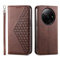 For Xiaomi Redmi A3 Cubic Grid Calf Texture Magnetic Leather Phone Case(Brown)