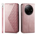 For Xiaomi Redmi A3 Cubic Grid Calf Texture Magnetic Leather Phone Case(Rose Gold)