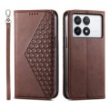 For Xiaomi Poco X6 Pro 5G Cubic Grid Calf Texture Magnetic Leather Phone Case(Brown)