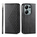 For Xiaomi Redmi Note 13 Pro 4G Cubic Grid Calf Texture Magnetic Leather Phone Case(Black)